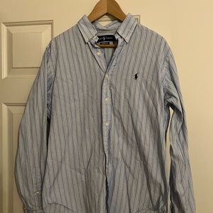 Ralph Lauren Men's Classic Fit Blue Striped  Button Down Shirt ~ 15 1/2